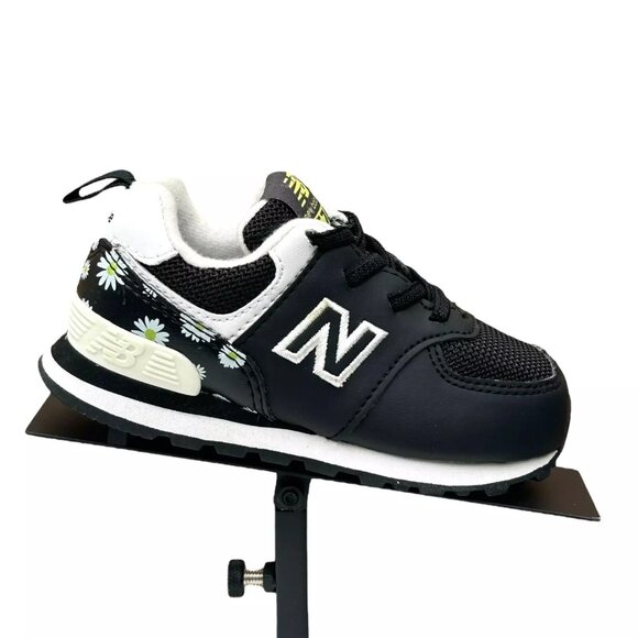 New Balance Other - New Balance Toddler Girl's Slip-on Sneakers Size 7 Black/White Flower Print